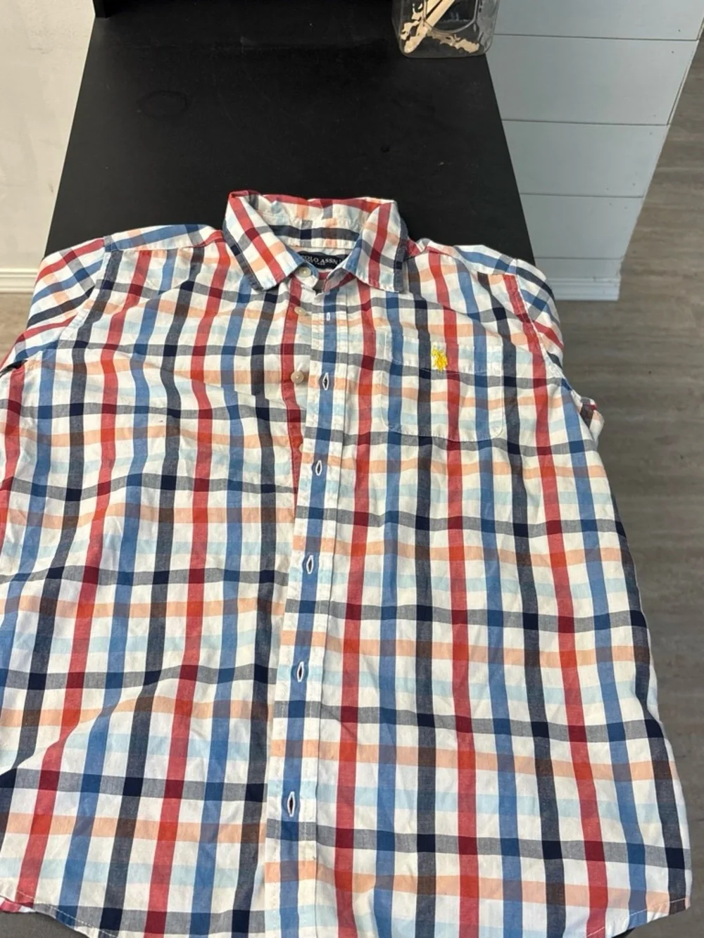 U.S. Polo Assn. Boys Multi-Color Red Blue White Plaid Button-Down Shirt